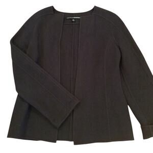 Linda Allard Ellen Tracy 100% Wool Open Blazer Jacket Brown Size 14